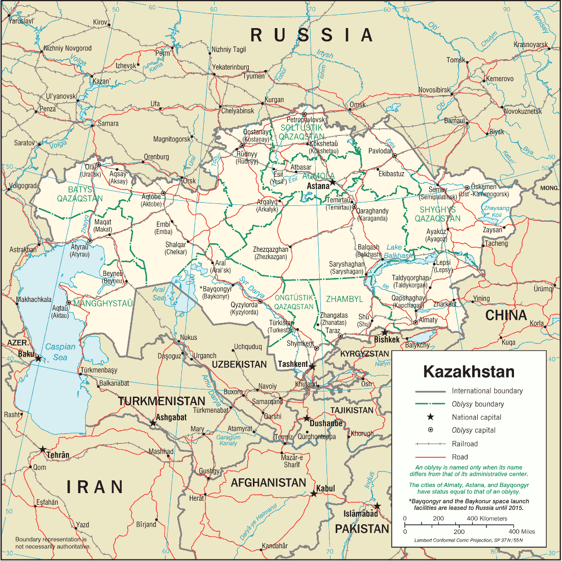 Kazakhstan map 2001