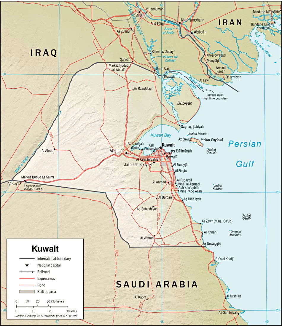 Kuwait relief map 2006