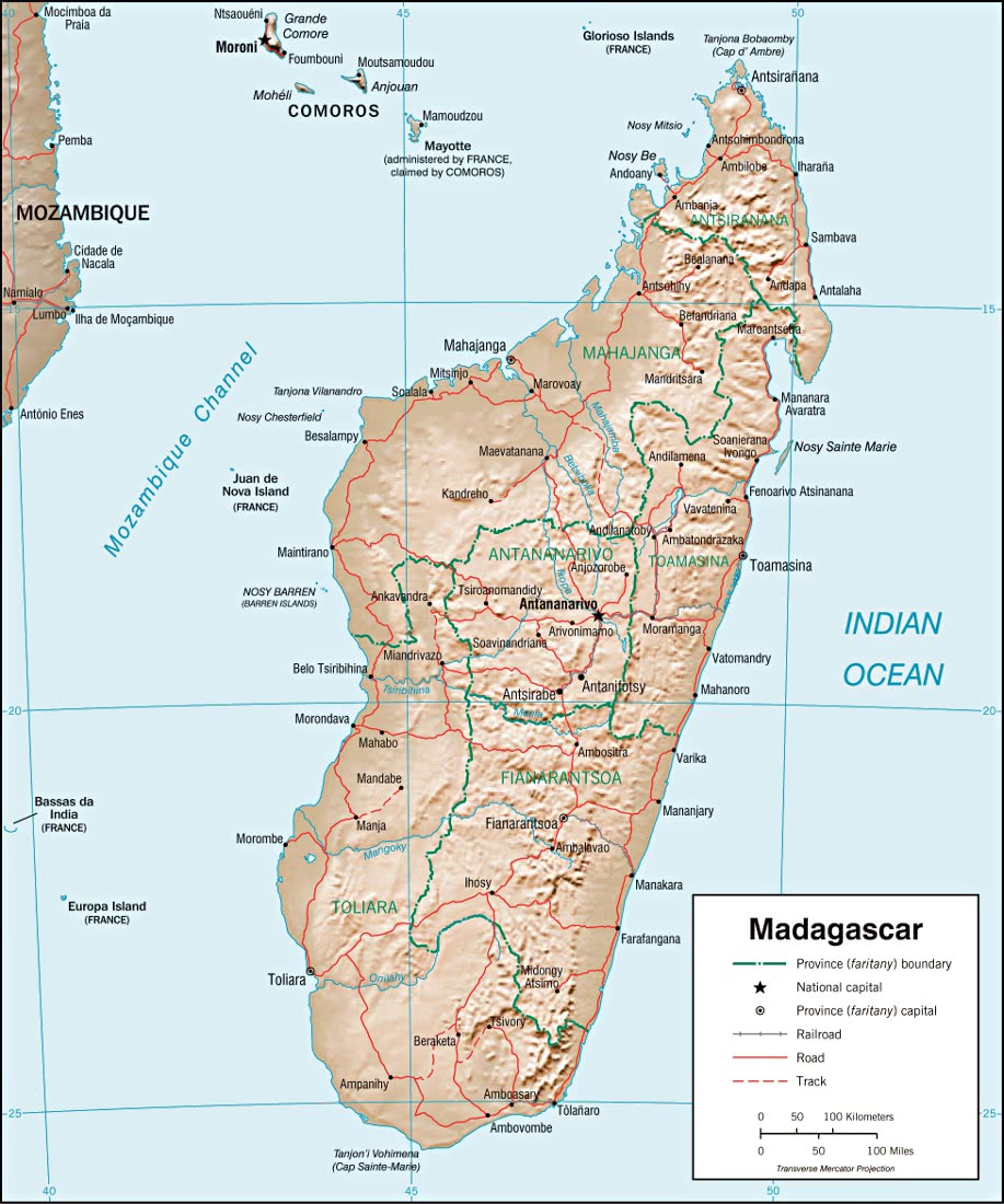 Madagascar relief map 2003