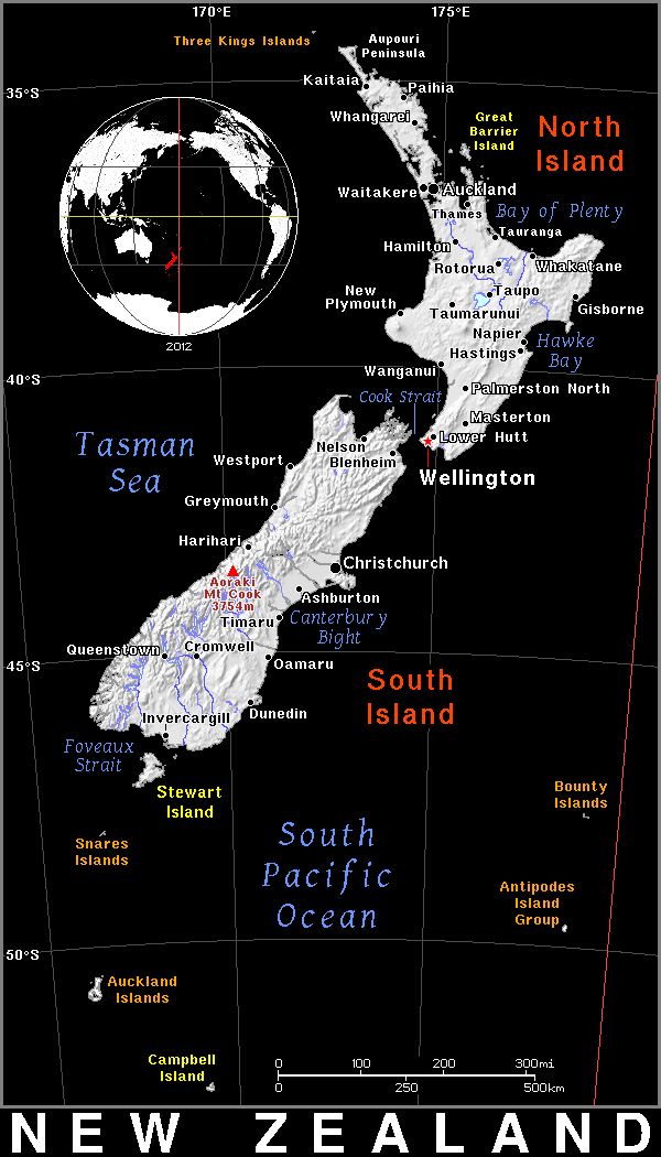 New Zealand dark detailed