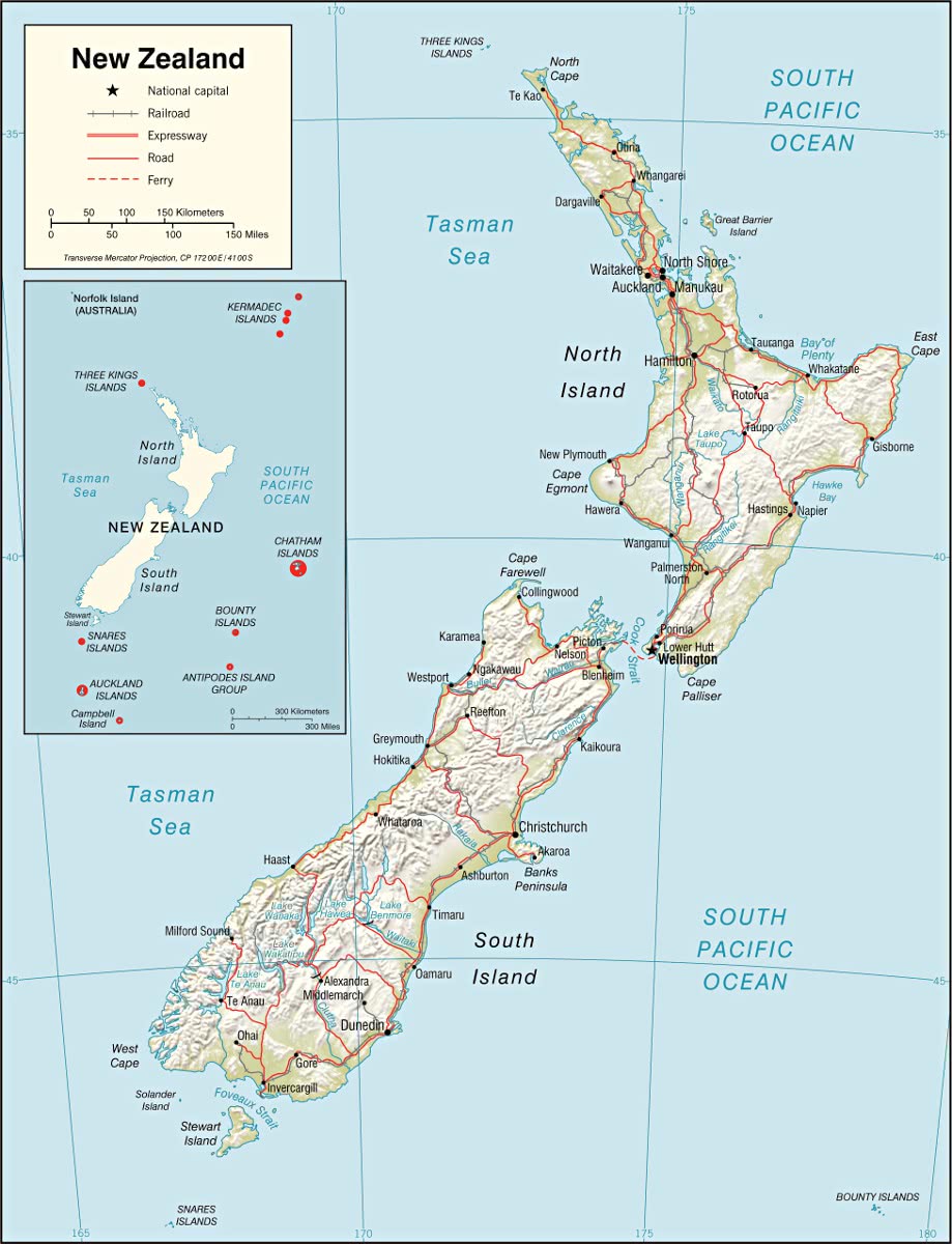New Zealand relief map 2006
