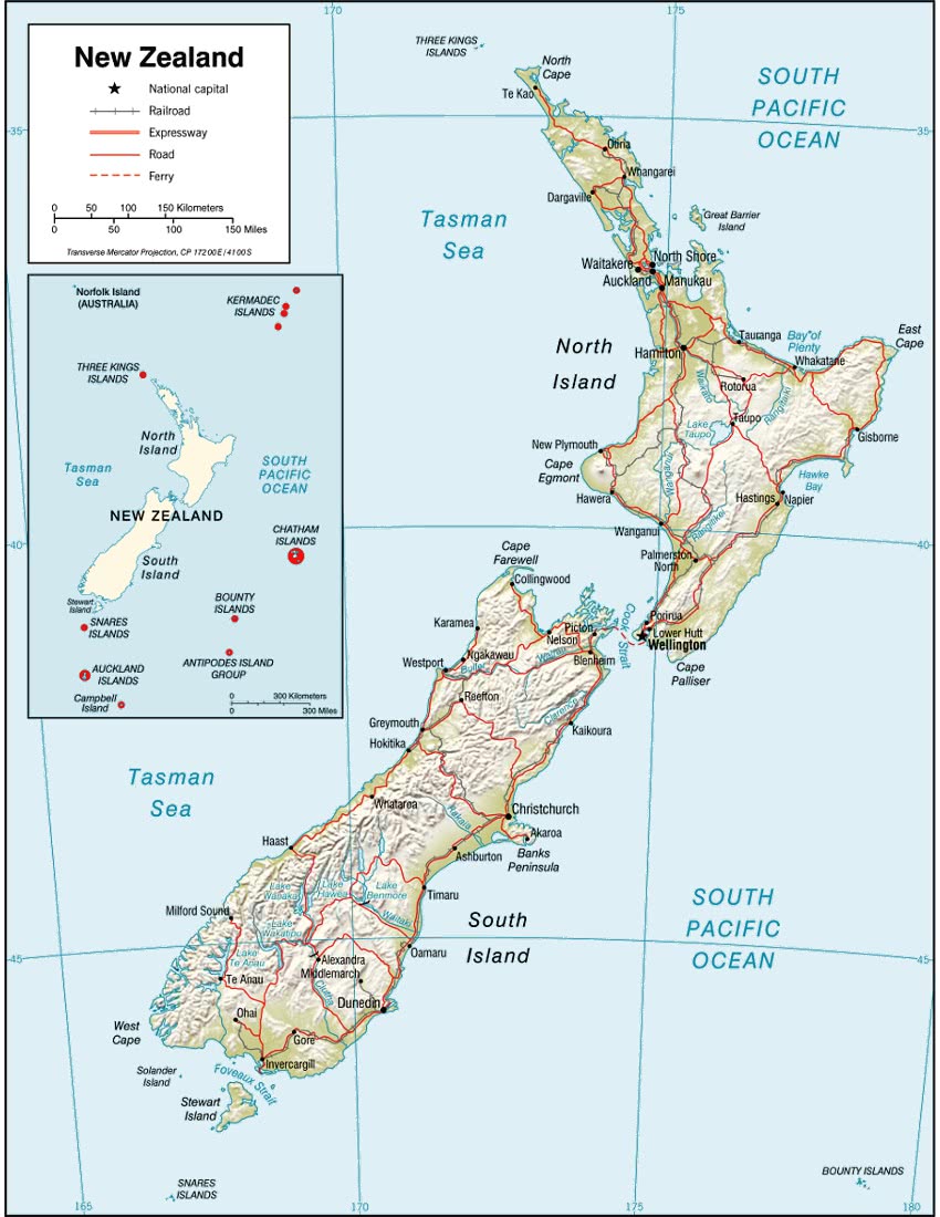 New Zealand relief map print