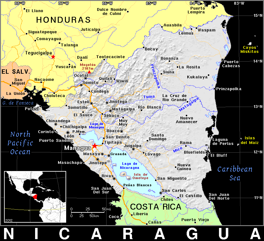 Nicaragua dark detailed