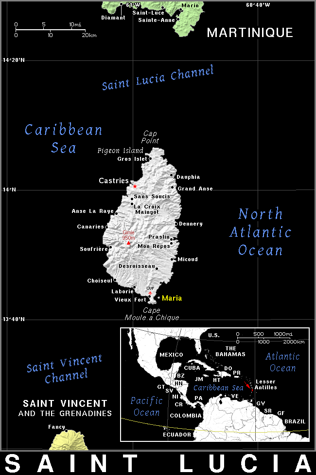 Saint Lucia dark detailed