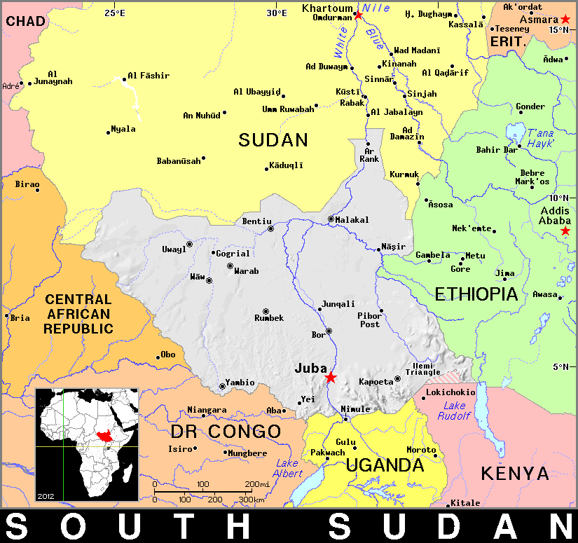 South Sudan dark detailed