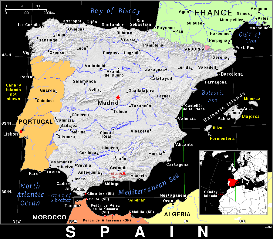 Spain dark detailed