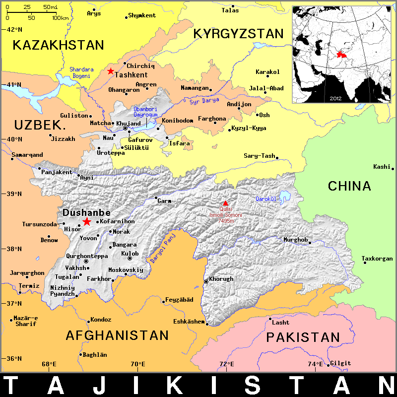 Tajikistan dark detailed