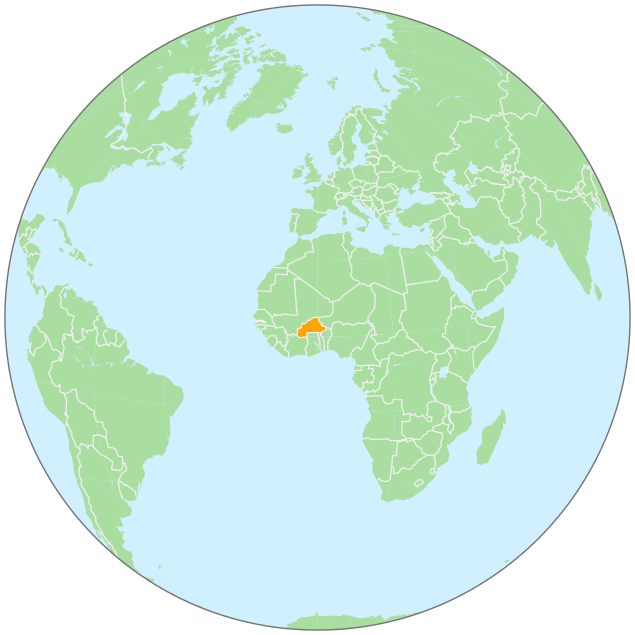Burkina Faso on globe