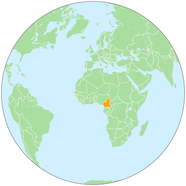 Cameroon on globe