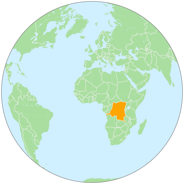 Democratic Republic of Congo on globe
