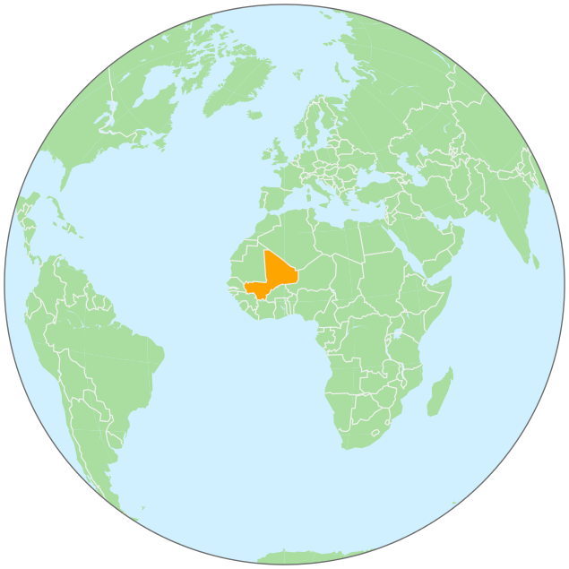 Mali on globe