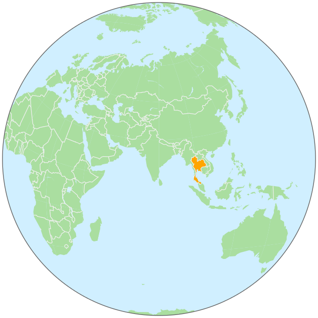 Thailand on globe