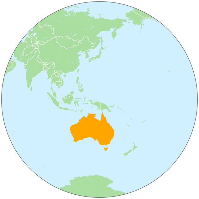 Australia on globe