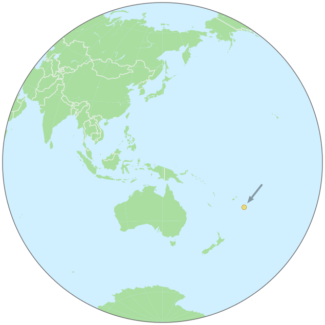 Tonga on globe