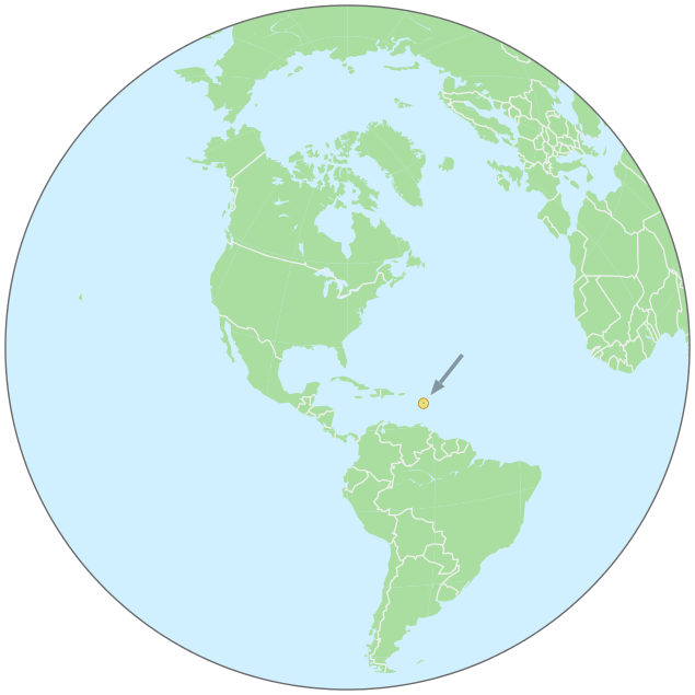 Dominica on globe