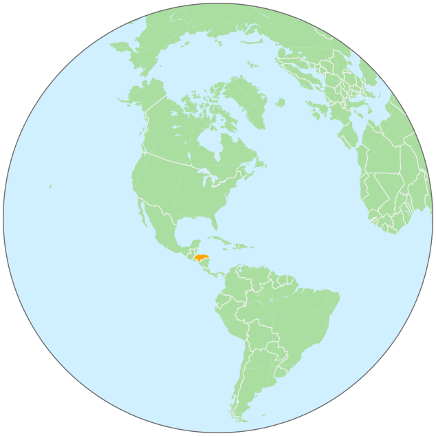 Honduras on globe