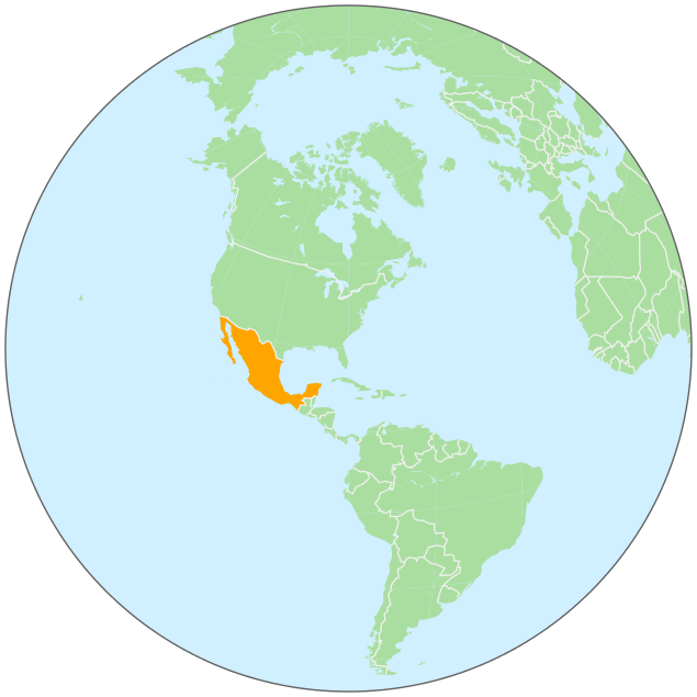 Mexico on globe