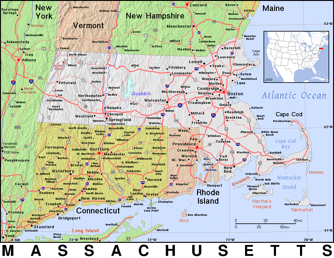 Massachusetts topo