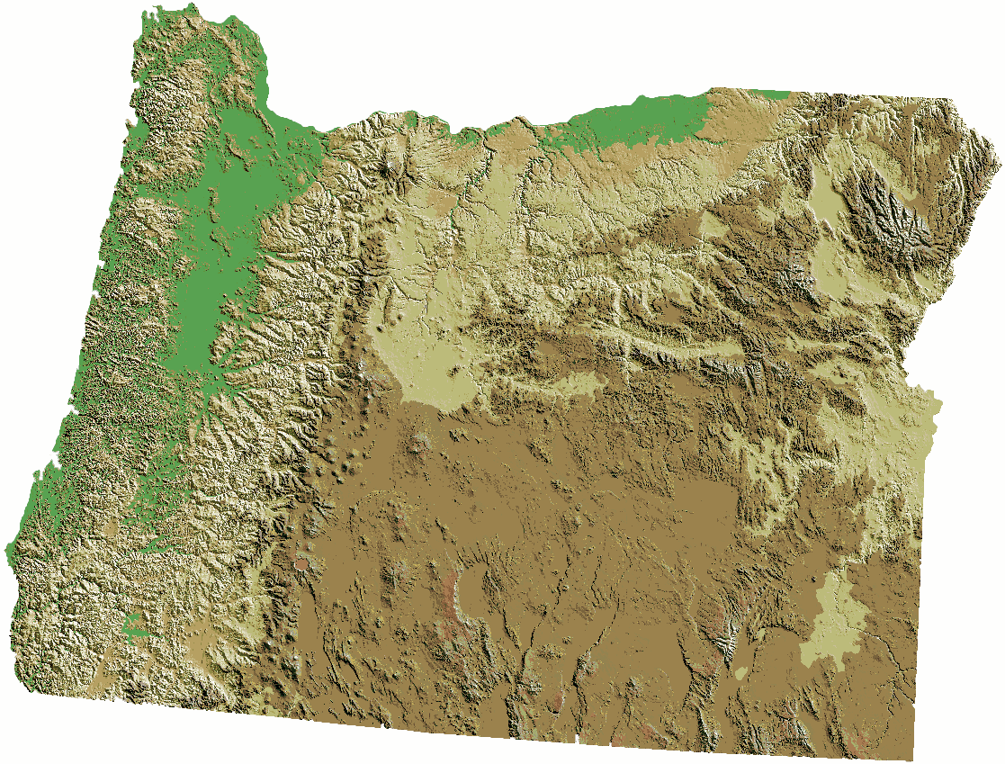 Oregon relief map
