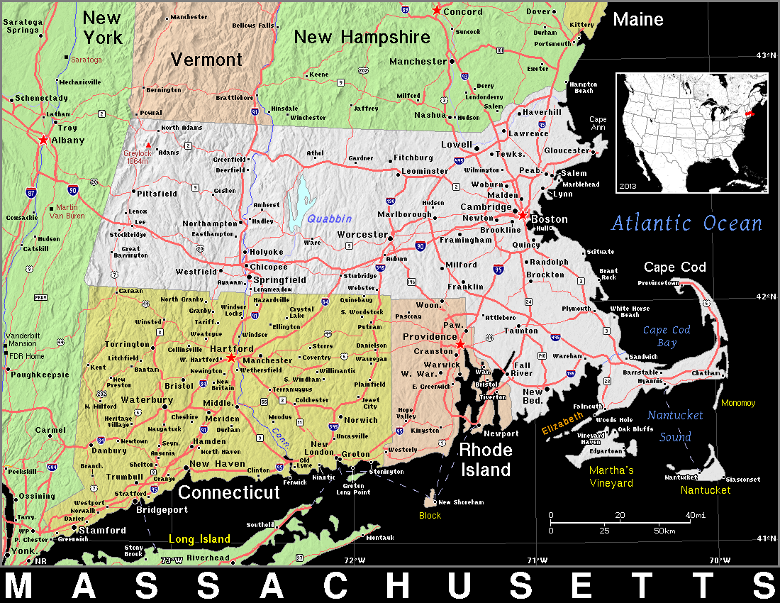 Massachusetts topo map