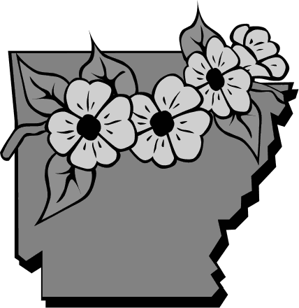 Arkansas map and flowers
