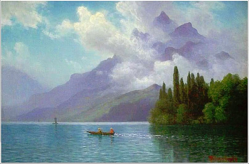 Lake View Italian Alps  Bierstadt