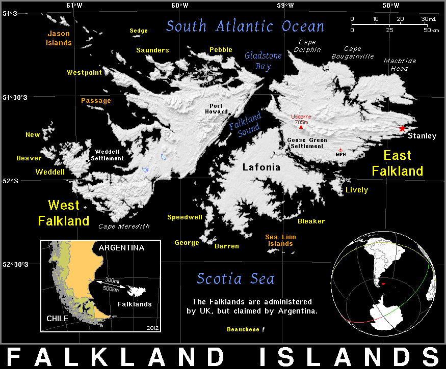 Falkland Islands dark detailed