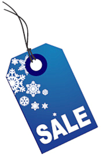 Holiday sale tag snowflakes blue