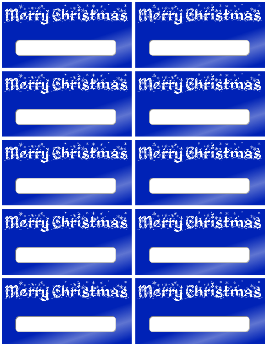 Merry Christma gift tags blue