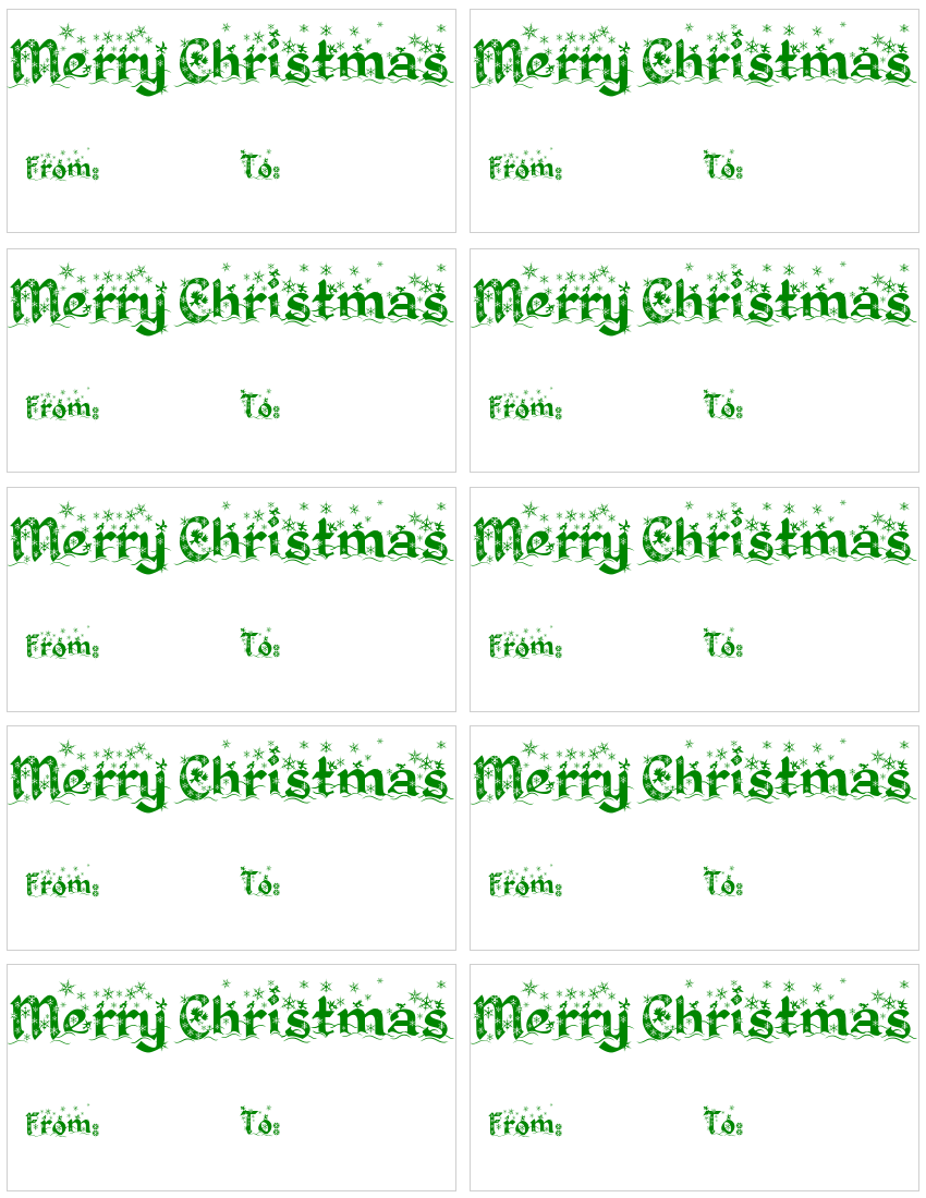gift tag for color background green text