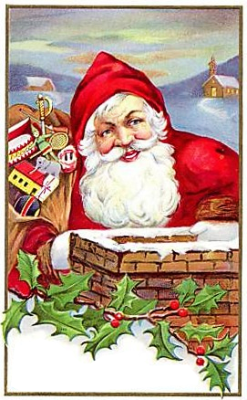 Santa by chimney tag