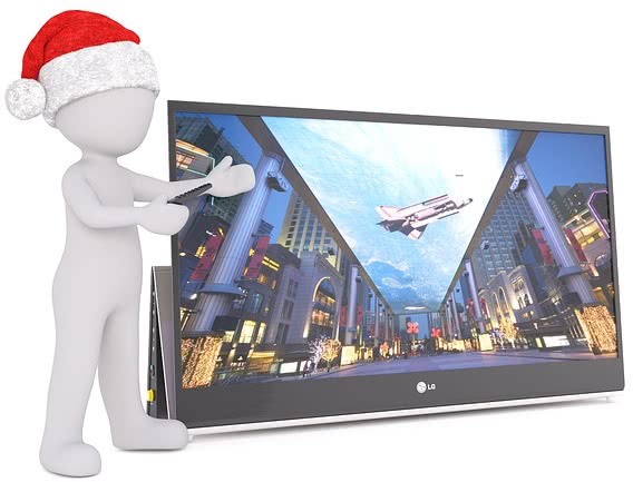 Santa cap widescreen TV