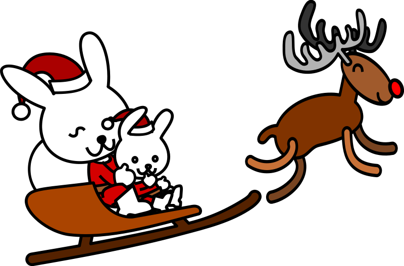 Santa rabbit in sleigh