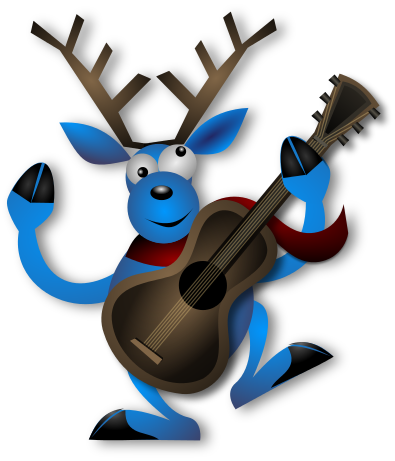 Dancing Reindeer playing guitar
