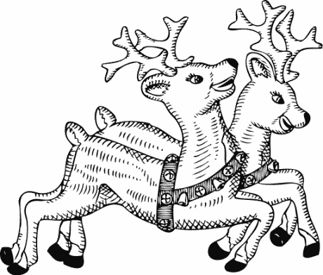 reindeer pair BW