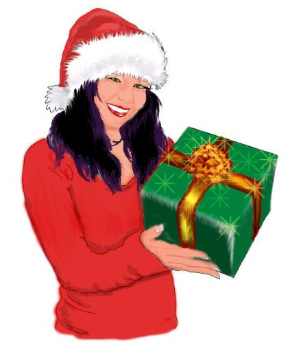 santa girl with gift