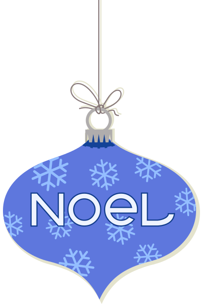 noel ornament hanging blue