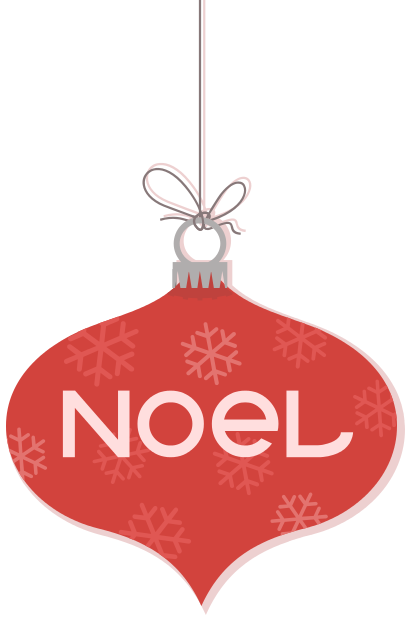 noel ornament hanging red