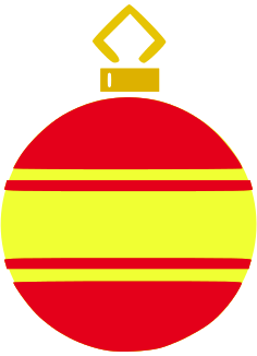 ornament ball stripe red yellow