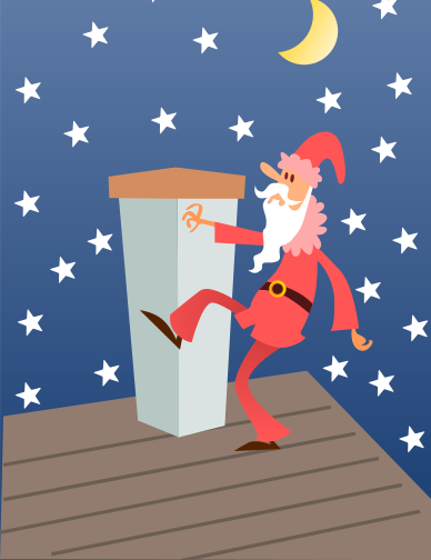Santa climbing chimney