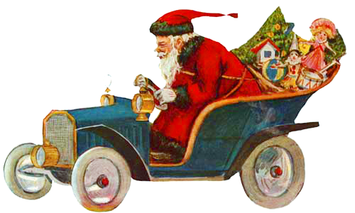 Santa in antique car