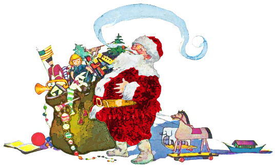 Santa with overflowing sack of toys