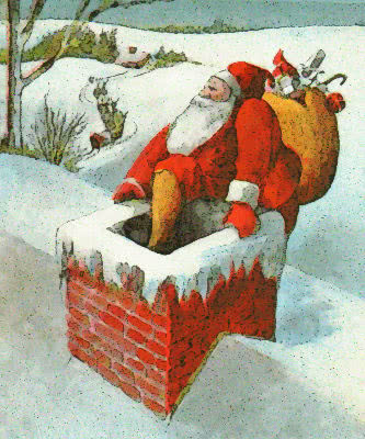Santa enters chimney 1910