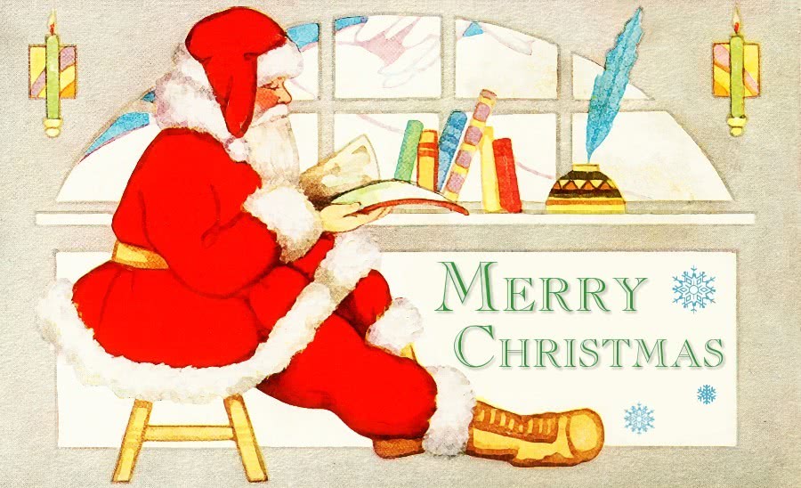 santa reading merry Christmas