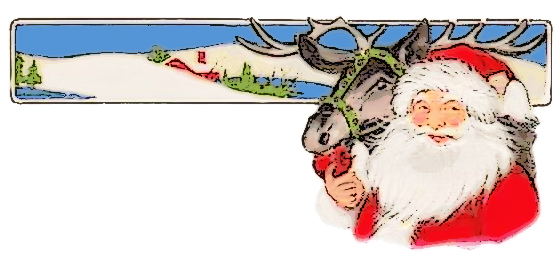 Santa feeding reindeer an apple blank