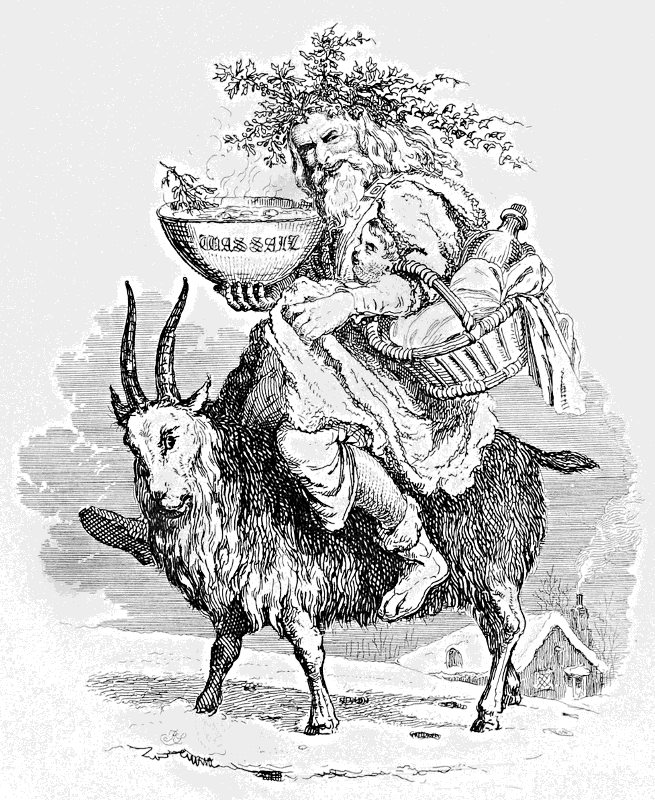 Old Christmas riding yule goat 1836