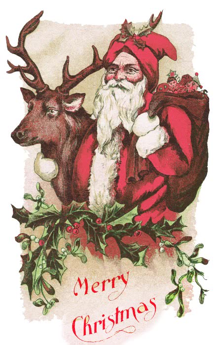 Santa And Reindeer 1909
