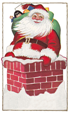 Santa in chimney smiling blank