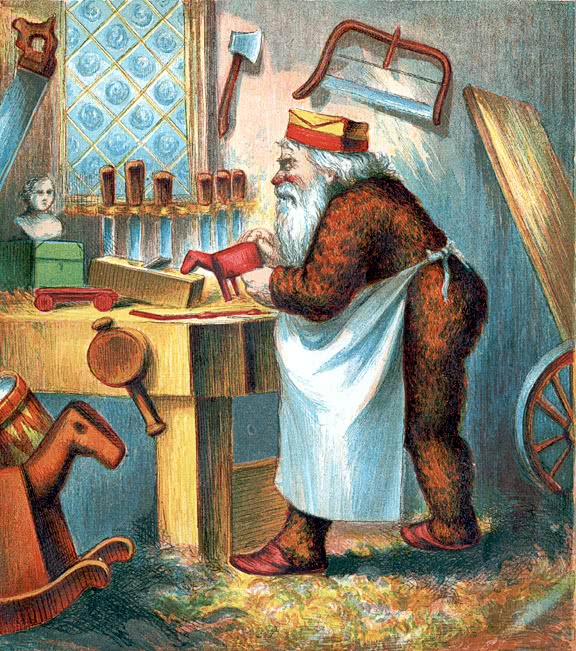 Santa in workshop 1869