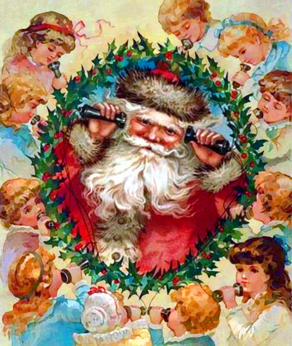 Santa on phone 1885